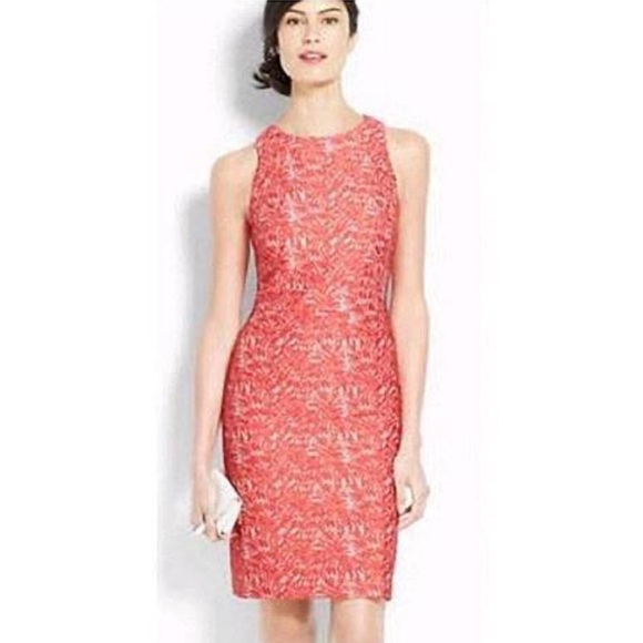 Ann Taylor Dresses & Skirts - Ann Taylor Coral Textured Lace Embroidered Dress Sz 14